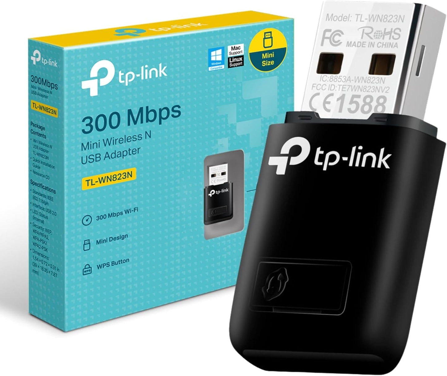 TP-LINK Mini Wireless N USB Adapter 300 Mbps TL-WN823N