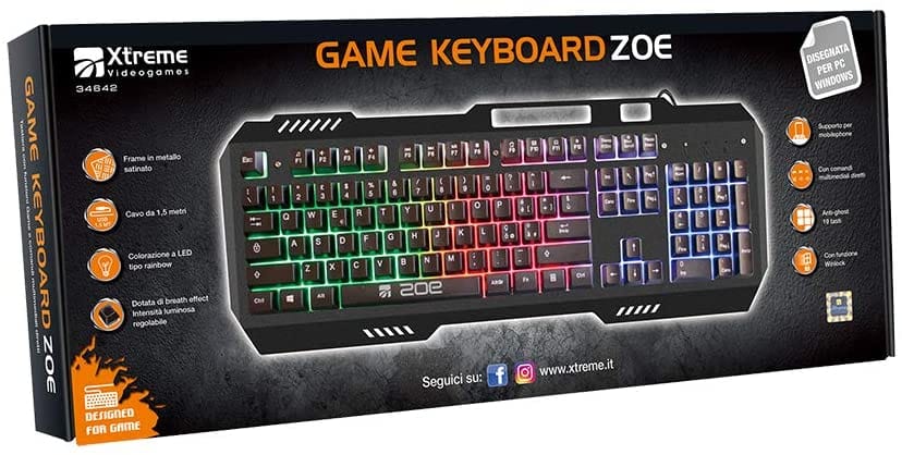 XTREME ZOE Tastiera Gaming Metallo USB Retroilluminata - All-Store Computer