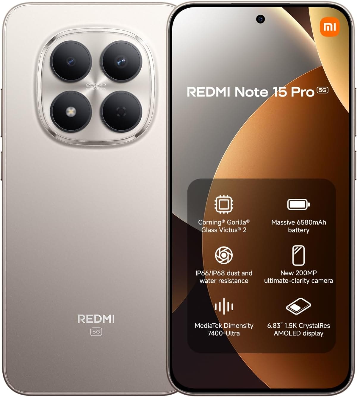 XIAOMI REDMI NOTE 15 PRO 5G TITANIUM COLOR 6.83 8GB/256GB