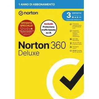 NORTON ANTIVIRUS 360 DELUXE 1 UTENTE 3 DISPOSITIVI 1 ANNO + 25 GB DI BACKUP NEL CLOUD PER PC 21429480