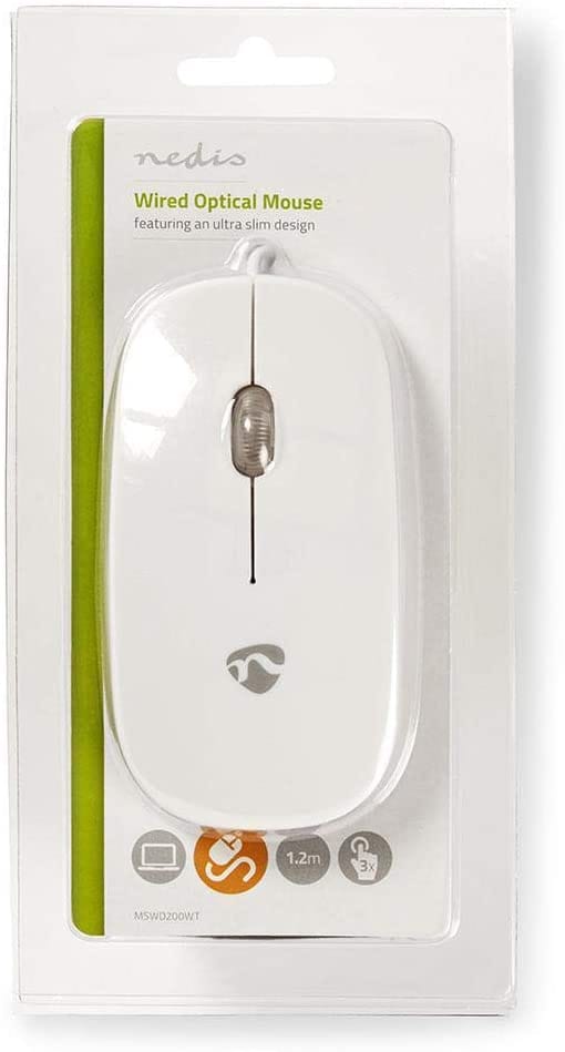 NEDIS Mouse cablato  | Entrambe Le Mani | 1.20 m | Mouse Silenzioso 1.20 m Nero/Bianco - All-Store Computer