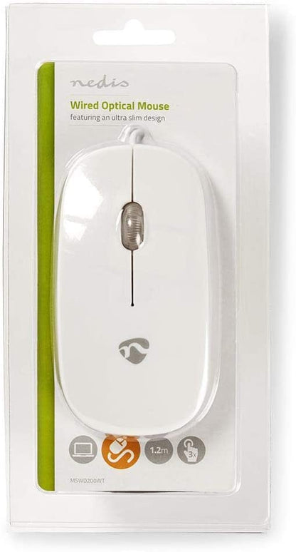 NEDIS Mouse cablato  | Entrambe Le Mani | 1.20 m | Mouse Silenzioso 1.20 m Nero/Bianco - All-Store Computer